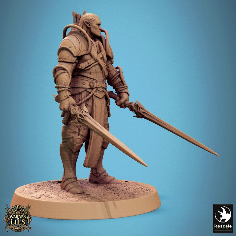 Moon Elf Sentinel - Stand Dual Sword