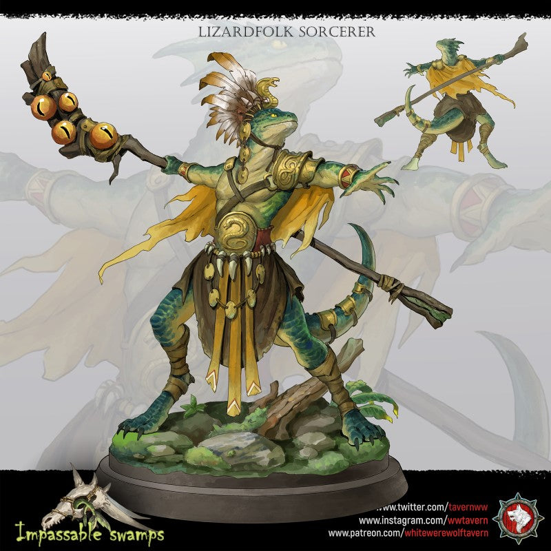 miniature Lizard Sorcerer by White Werewolf Tavern