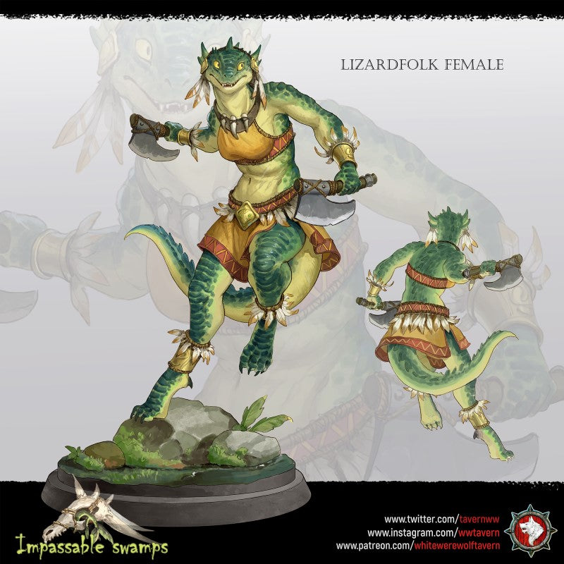 miniature Lizardfolk Warriors Females by White Werewolf Tavern