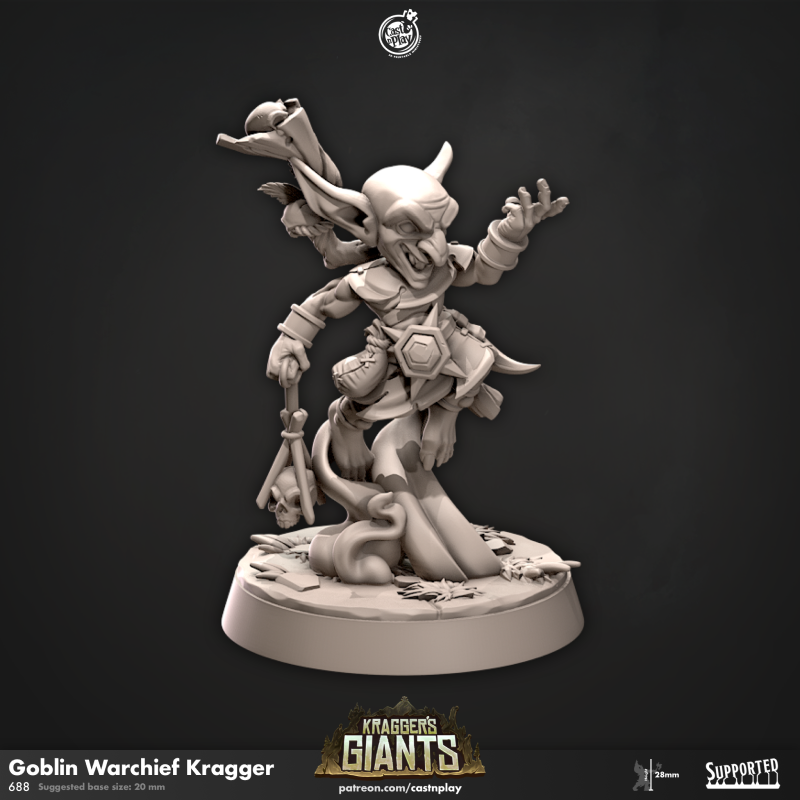 Miniature Goblin Warchief - Kragger by Cast n Play.