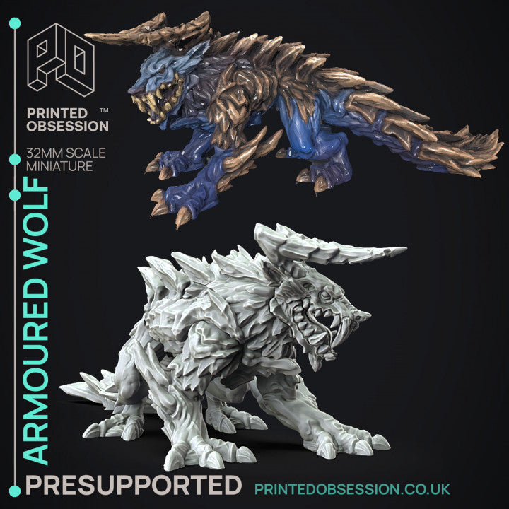 Miniature Armoured Wolf by Printed Obsession