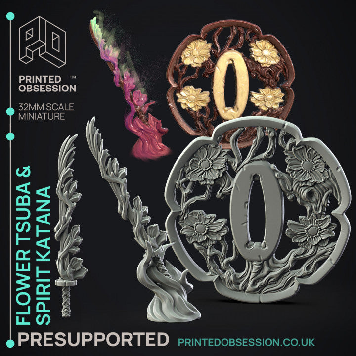 Miniature Flower Tsuba & Thorn Blade by Printed Obsession