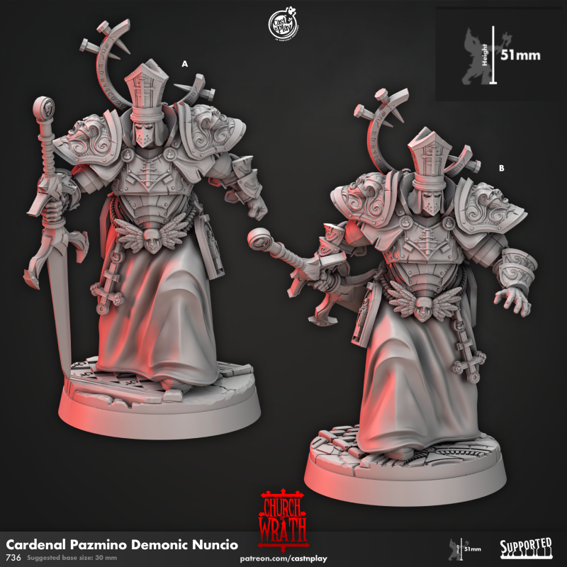Miniature Cardinal Pazmino - Demonic Nuncio by Cast n Play