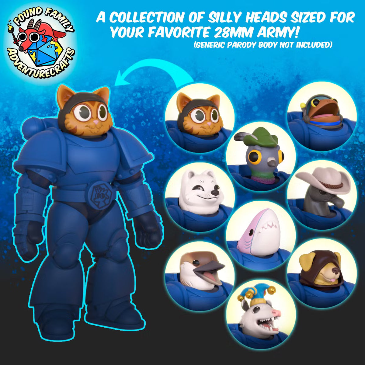 28mm Cartoony Animal Heads