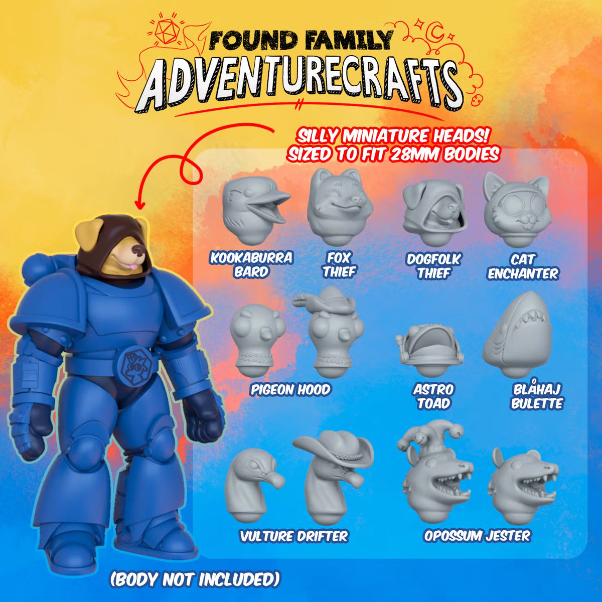 28mm Cartoony Animal Heads