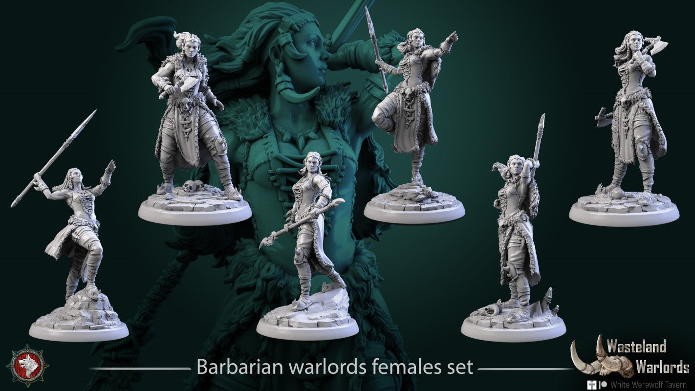 miniature Barbarian Warlord Set by White Werewolf Tavern