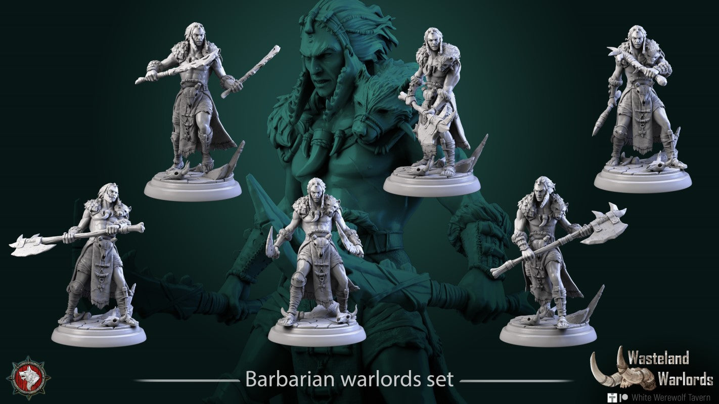 miniature Barbarian Warlord Set by White Werewolf Tavern