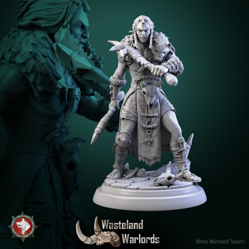 miniature Barbarian Warlord Set by White Werewolf Tavern
