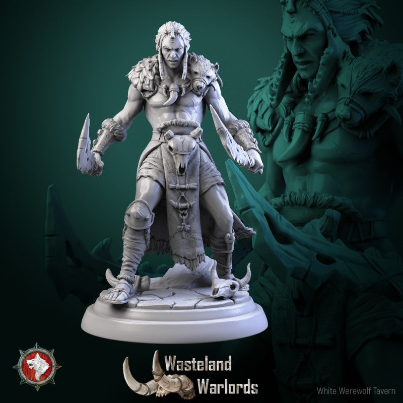 miniature Barbarian Warlord Set by White Werewolf Tavern