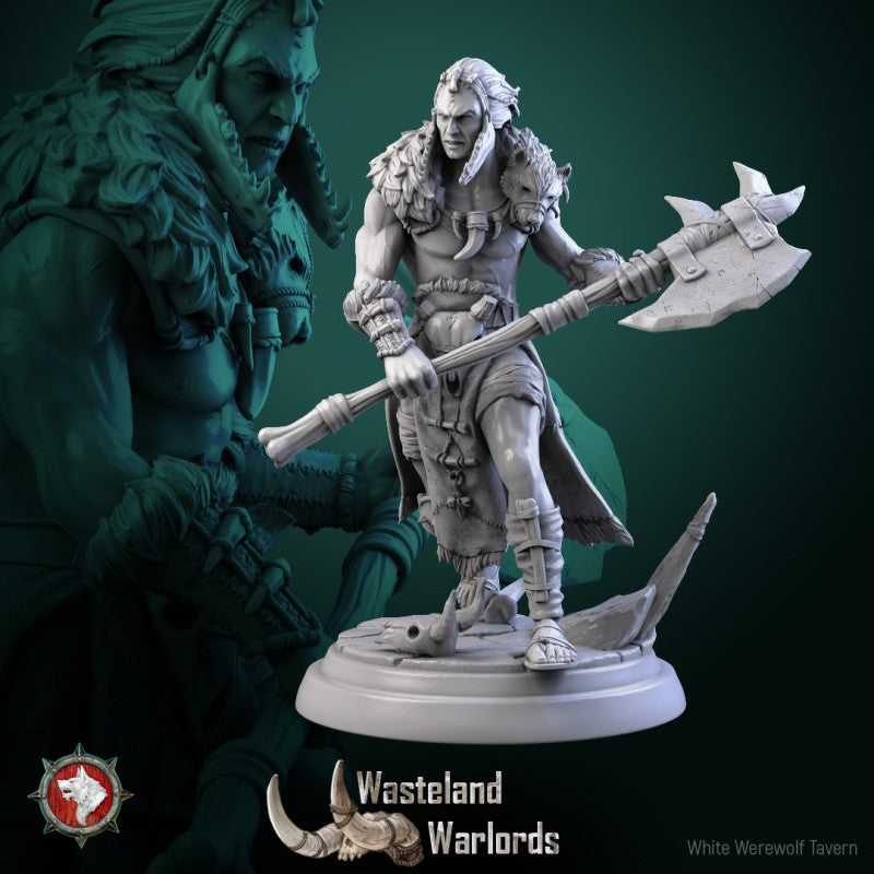 miniature Barbarian Warlord Set by White Werewolf Tavern