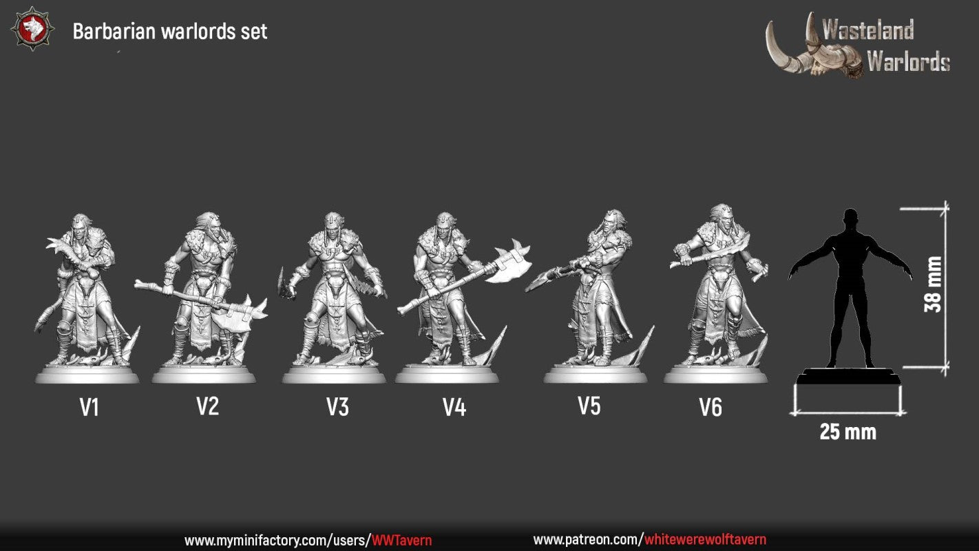 miniature Barbarian Warlord Set by White Werewolf Tavern