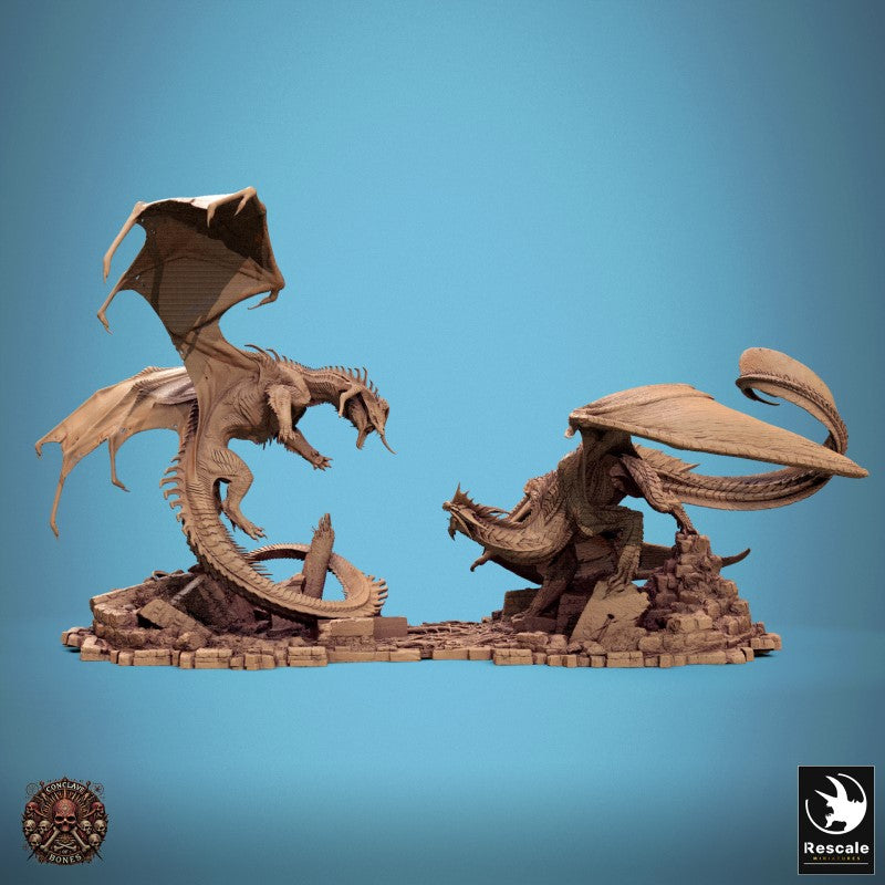 Black vs Silver Dragon Diorama