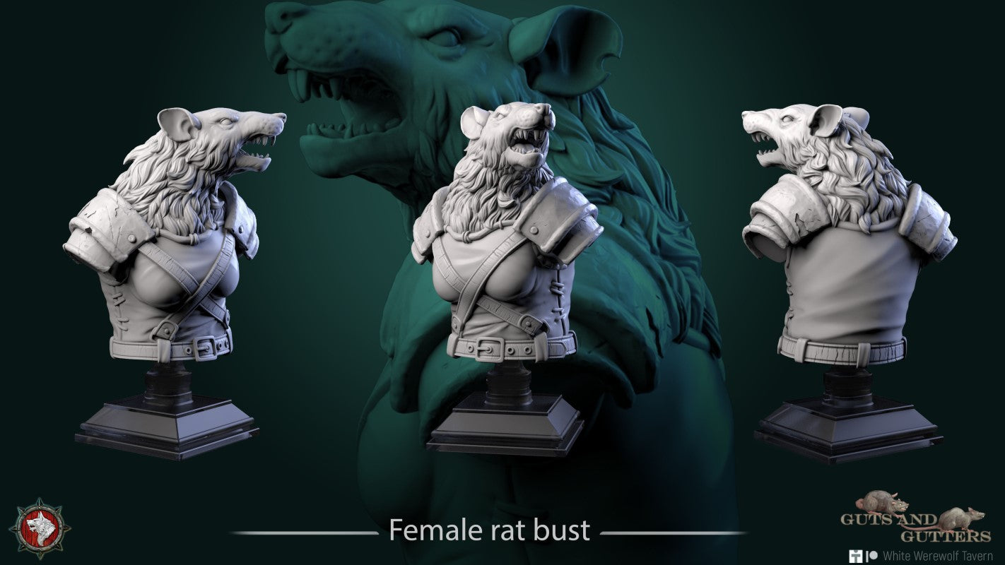 miniature Female Rat Bust by White Werewolf Tavern