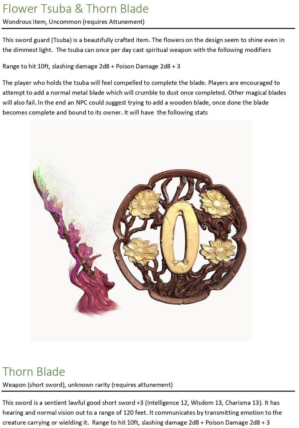 Flower Tsuba & Thorn Blade