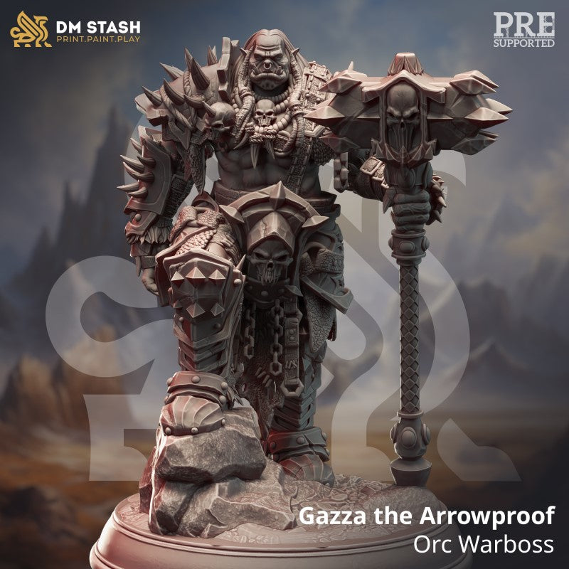 miniature Gazza the Arrowproof - Orc Warboss by DM Stash