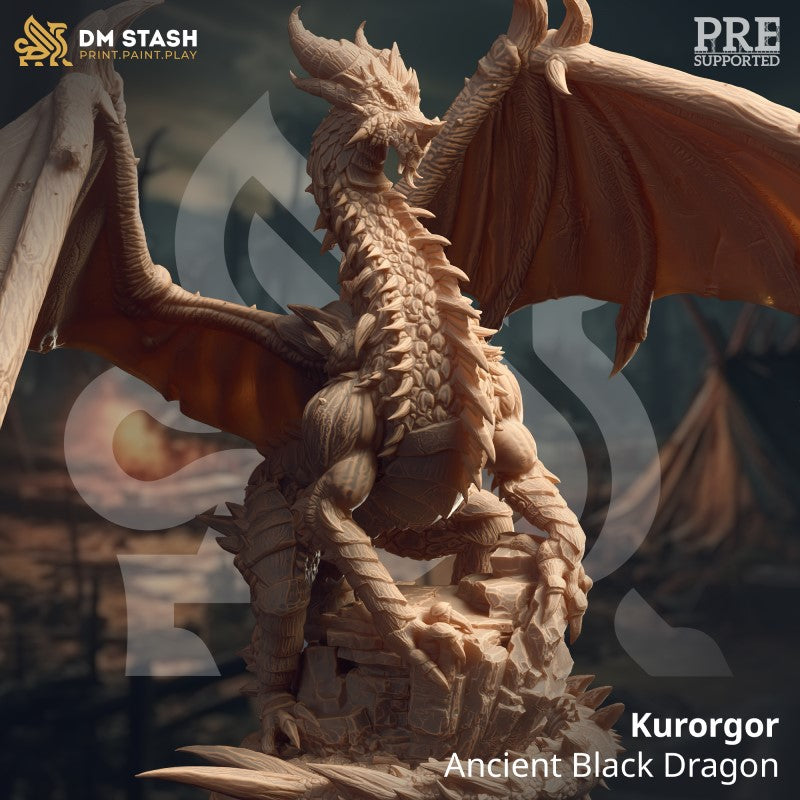 miniature Kurorgor - Ancient Black Dragon by DM Stash