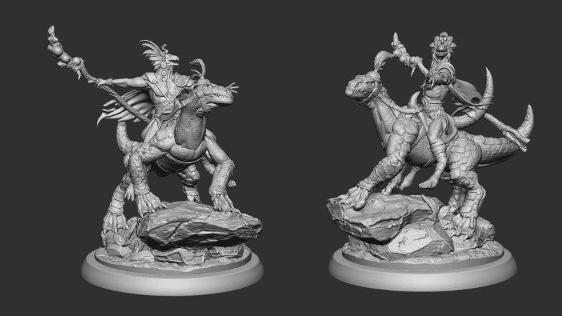 miniature Lizardfolk Rider by White Werewolf Tavern