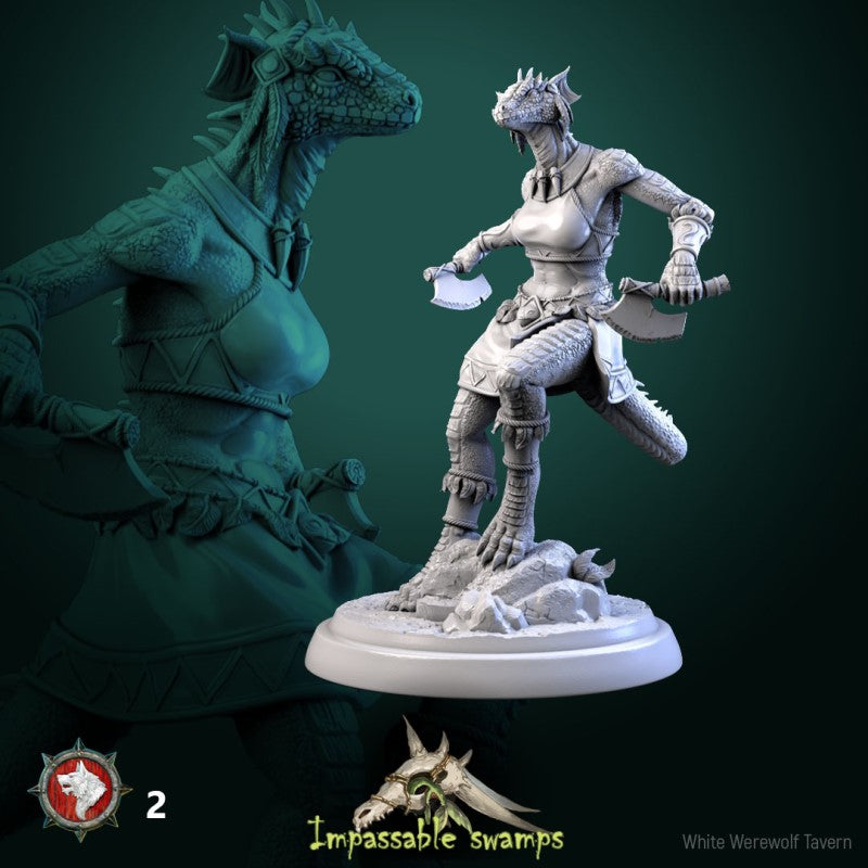 miniature Lizardfolk Warriors Females by White Werewolf Tavern