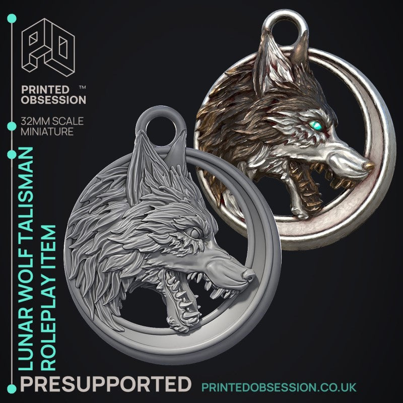 miniature Lunar Wolf Talisman by Printed Obsession