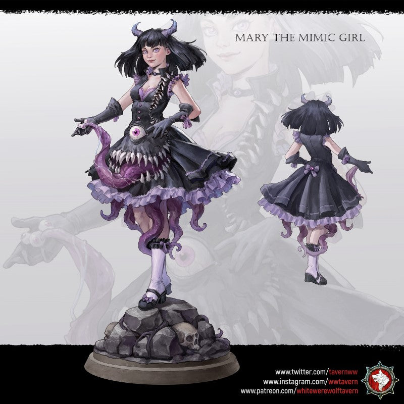 Miniature Mary the Mimic Girl by White Werewolf Tavern Miniatures