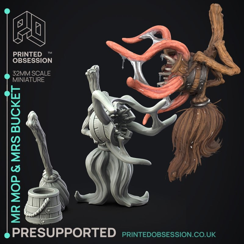 Miniature Mr Mop & Mrs Bucket by Printed Obsession