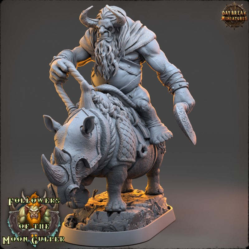 Miniature Qaggercaz Trazbag on Sewer Rhino by Daybreak Miniatures.