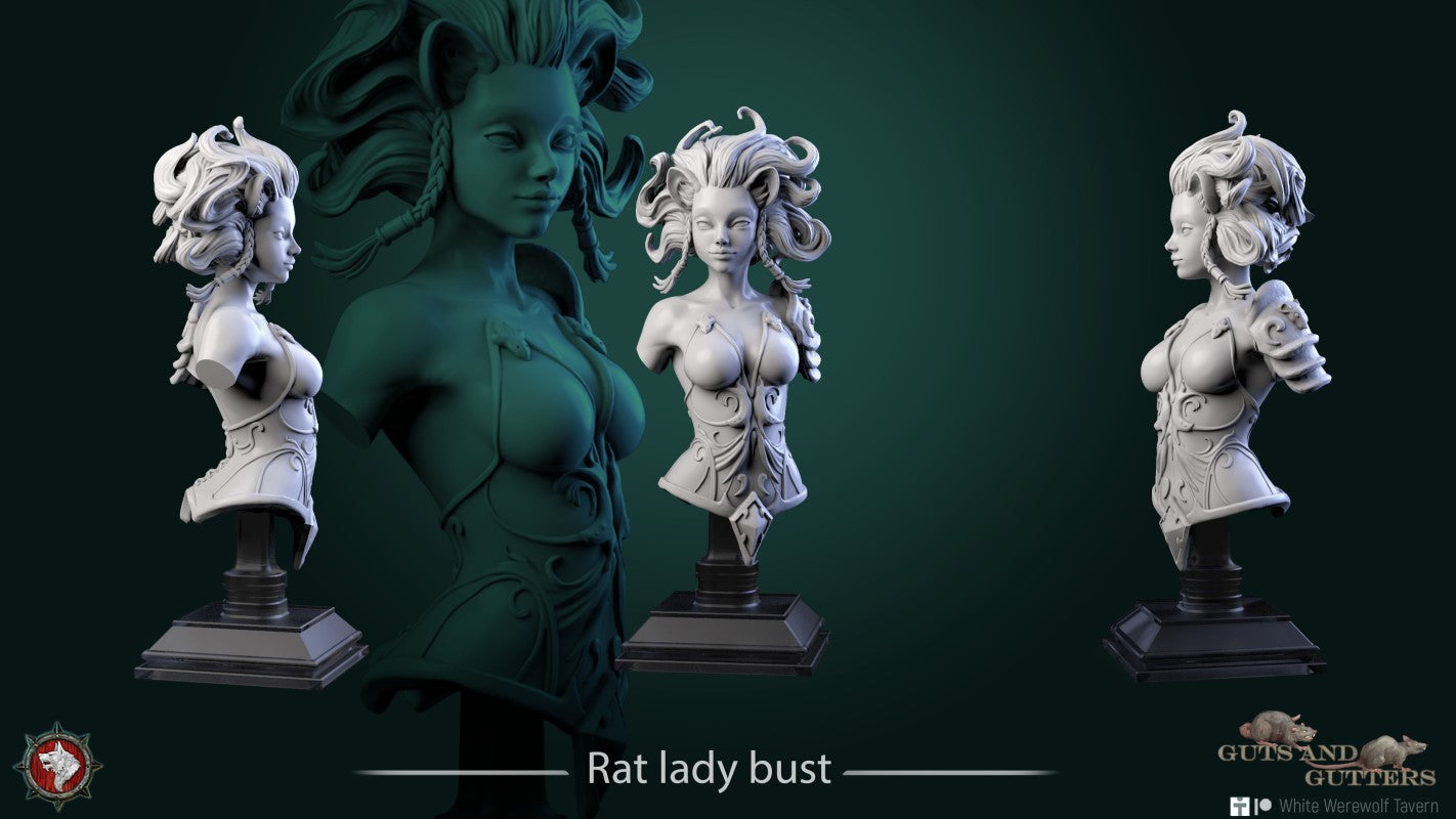 miniature Rat Lady Bust by White Werewolf Tavern