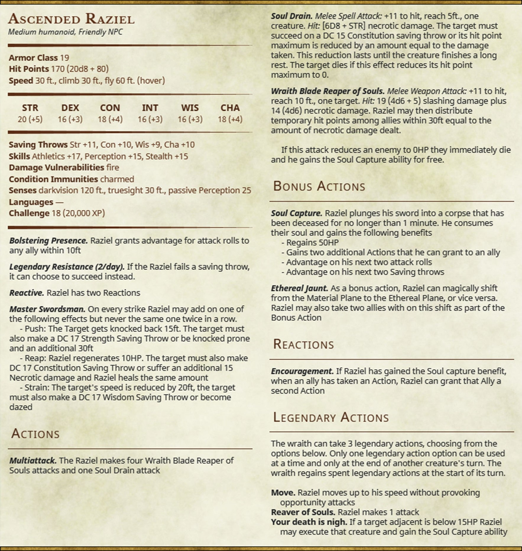 Soul Reaper - Raziel Ascended