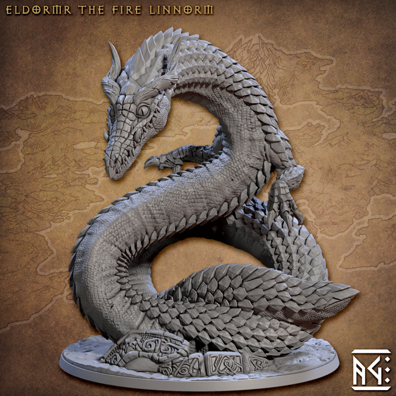 miniature Eldormr the Fire Linnorm by Artisan Guild