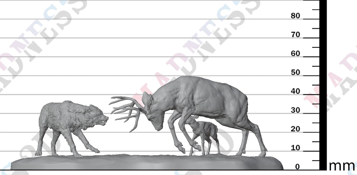 Mule Deer vs Wolf 1:24