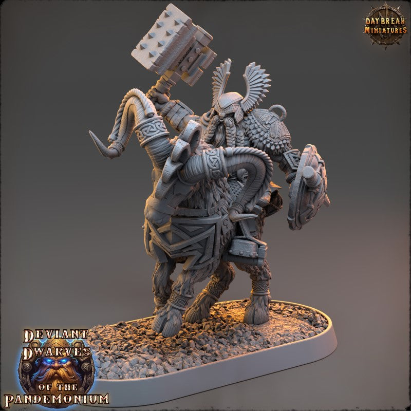 Miniature Trazdak Darkbane on Fire Goat by Daybreak Miniatures