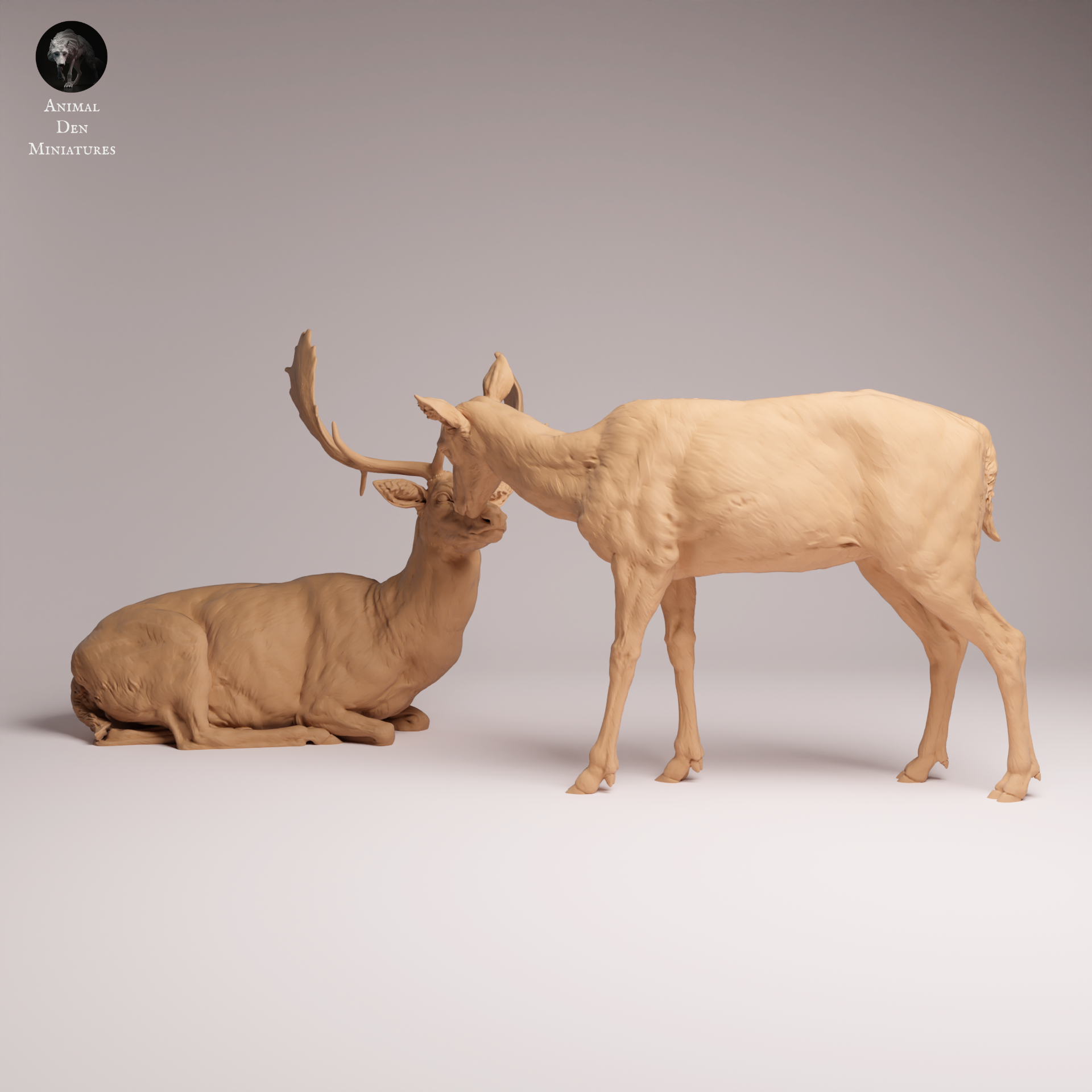 European Fallow Deer and Doe 1:24