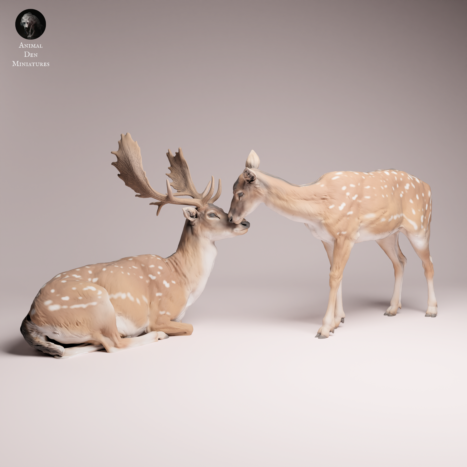 European Fallow Deer and Doe 1:24