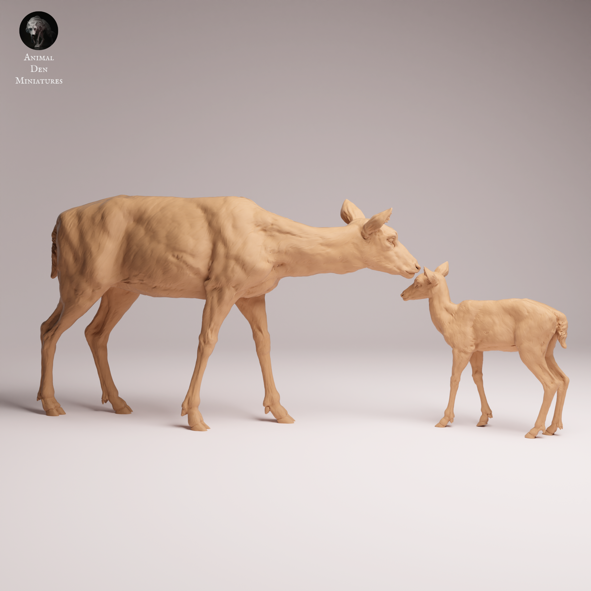 European Fallow Doe and Fawn 1:24