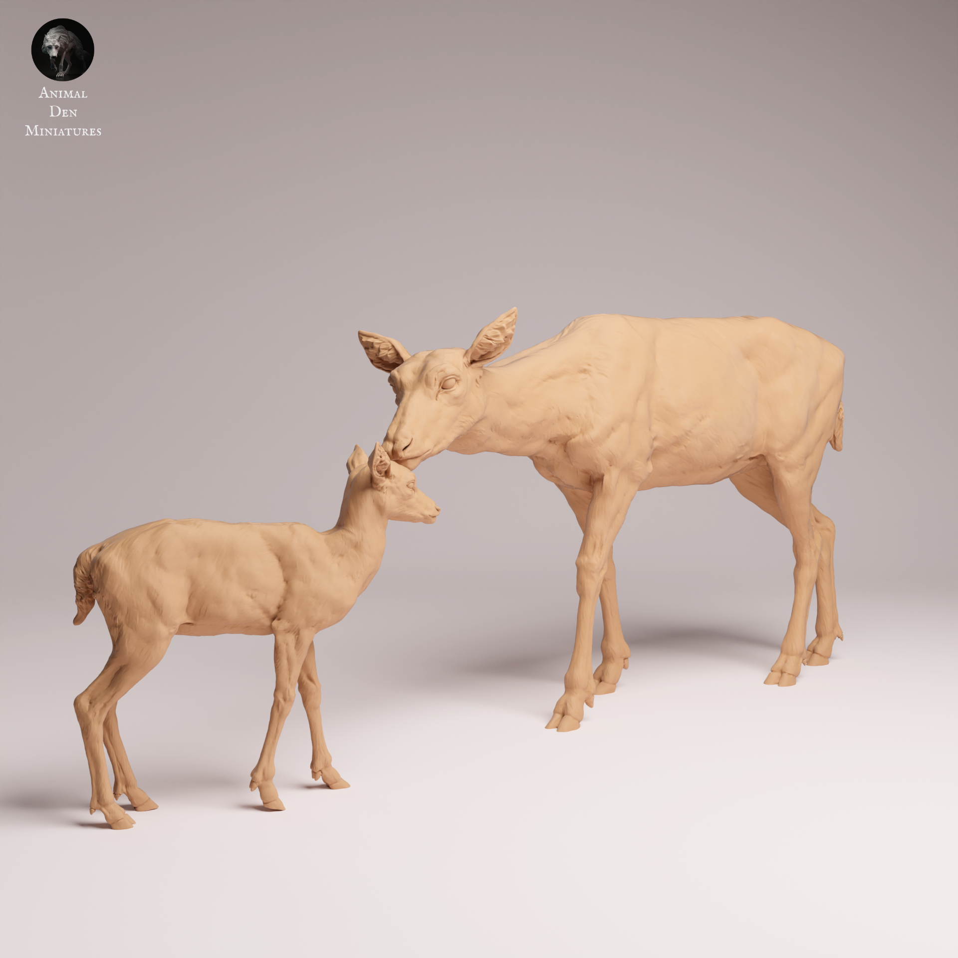 European Fallow Doe and Fawn 1:24