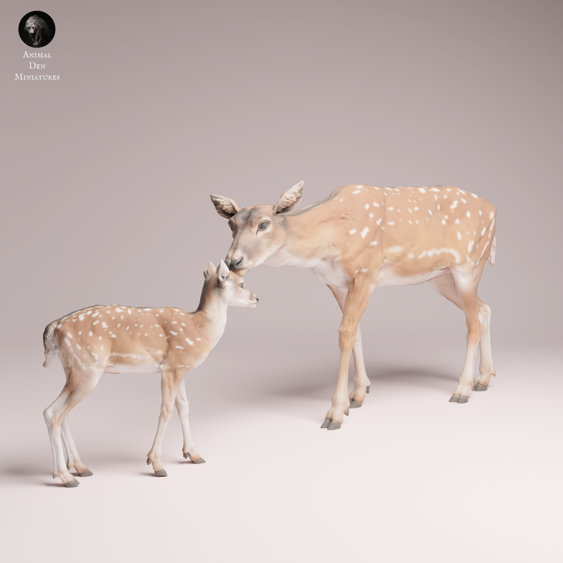 European Fallow Doe and Fawn 1:24