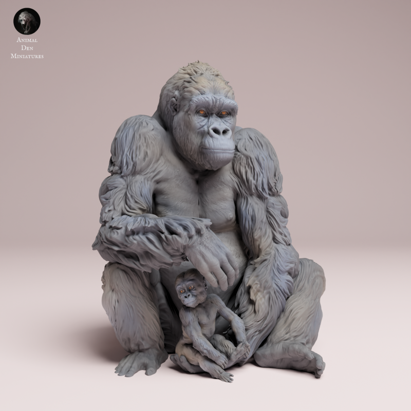 Grauers Gorilla with Baby Sitting