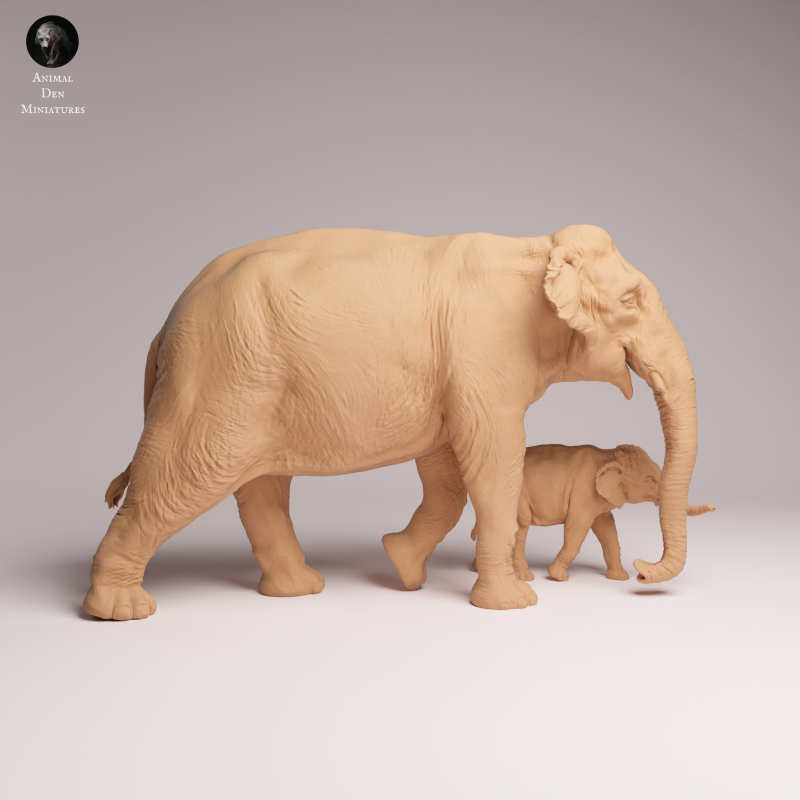 Indian Elephant Cow and Calf 1:32