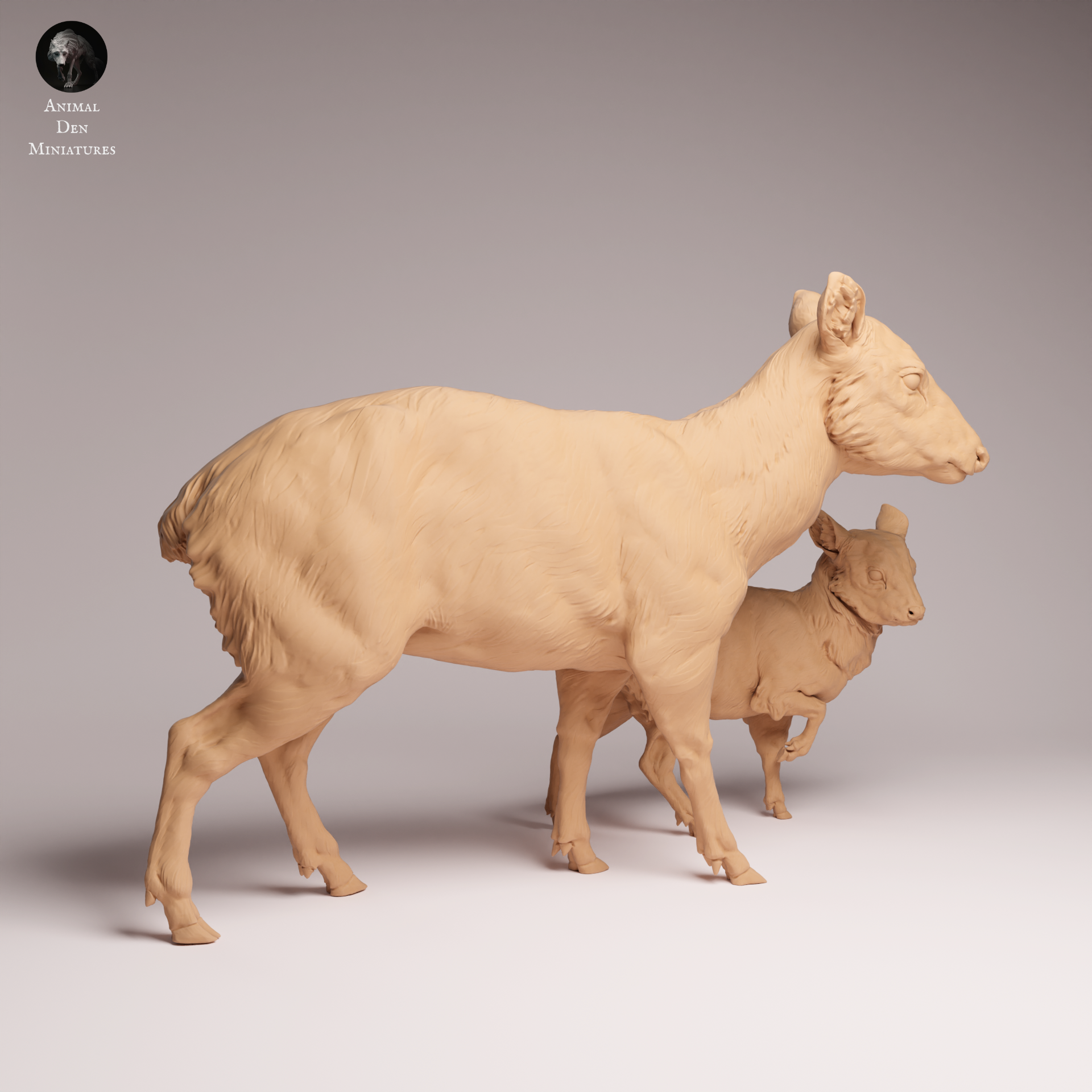 Pudu Doe and Fawn 1:8