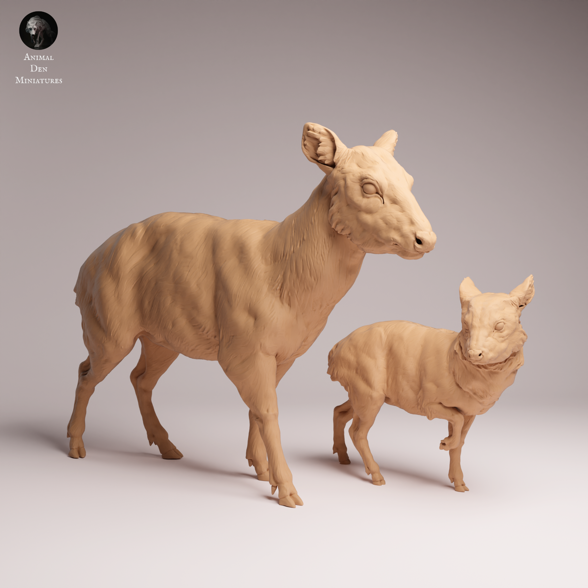 Pudu Doe and Fawn 1:8