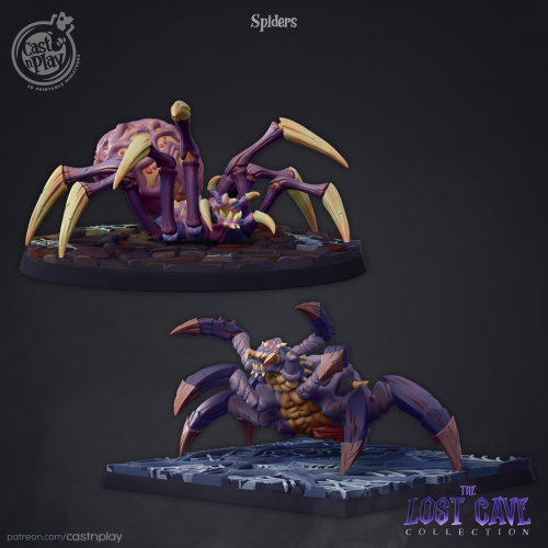 miniature set of 2x spiders designed by Cast n Play