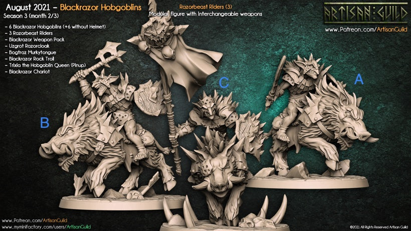 Hobgoblin riders on warthogs unpainted resin unpainted resin 3D Printed Miniature