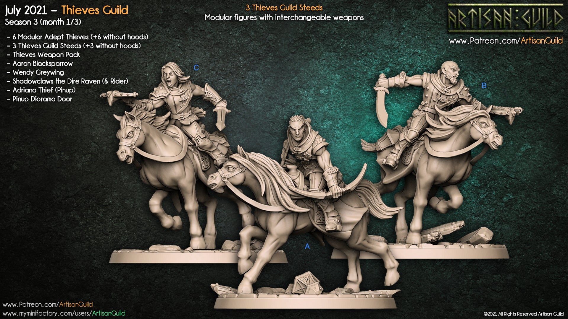 human thieves rogue on horseback unpainted resin unpainted resin 3D Printed Miniature