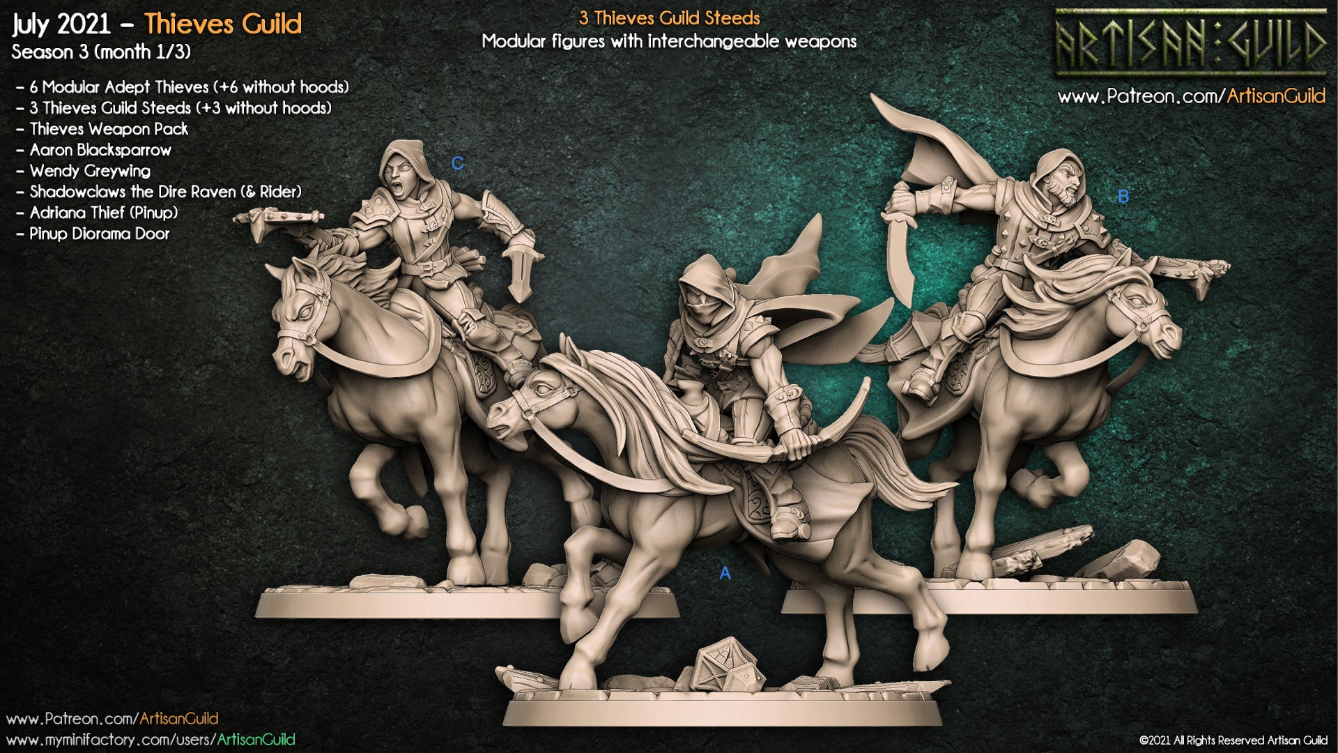 Coweld thieves human rogue on horseback unpainted resin unpainted resin 3D Printed Miniature