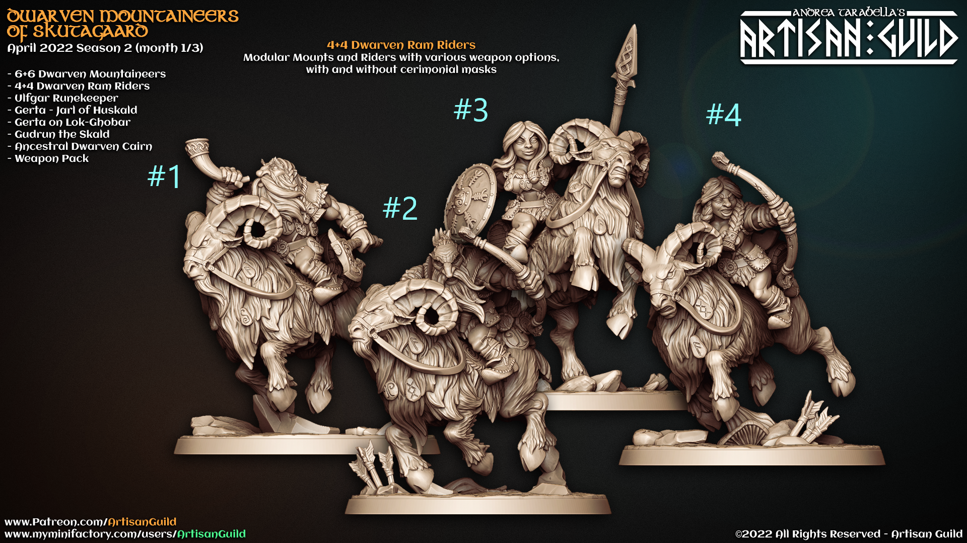 Dwarf beast tamer on ram back unpainted resin unpainted resin 3D Printed Miniature