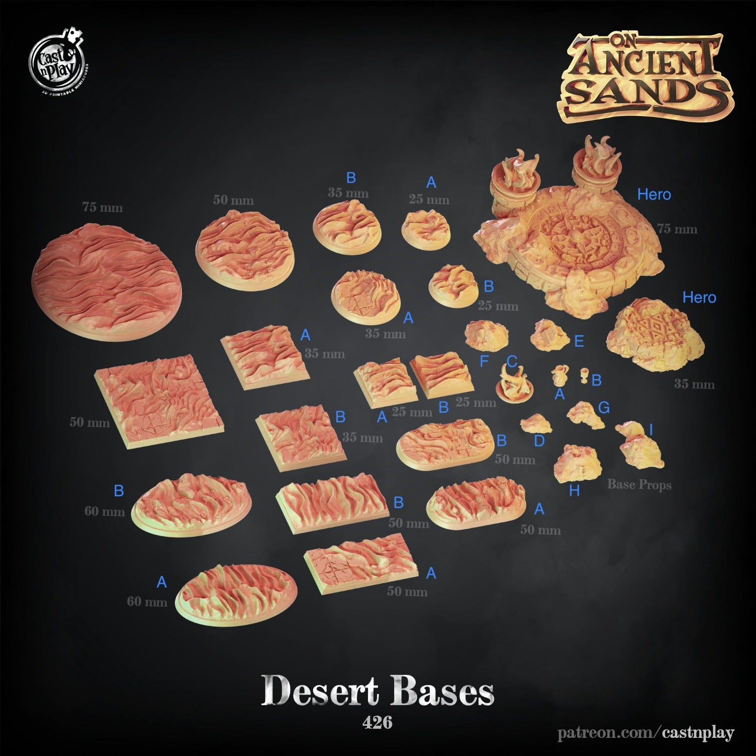 Desert bases altar base rock terrains unpainted resin unpainted resin 3D Printed Miniature