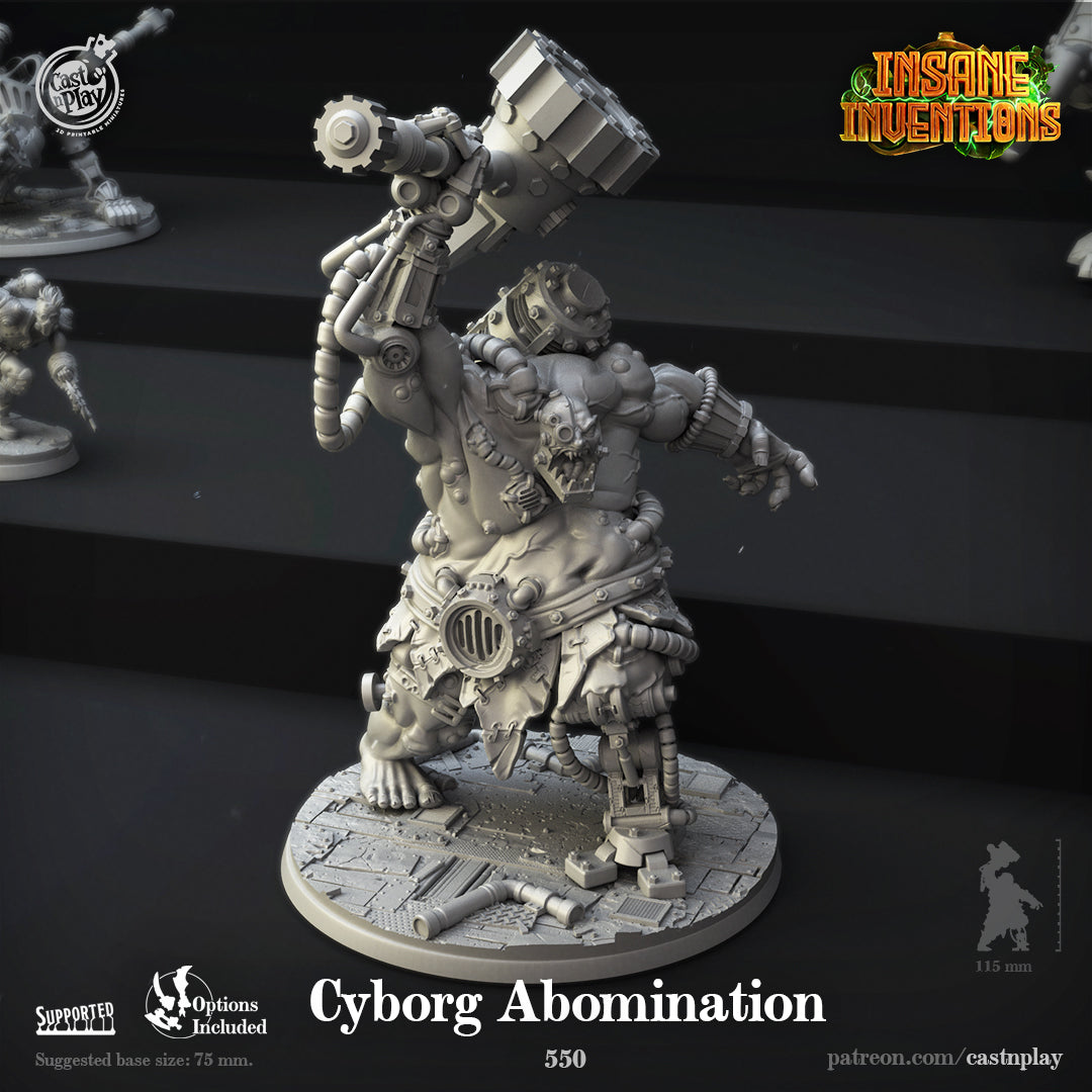 Unpainted resin 3d printed miniature Cyborg Abomination designed by Cast n Play