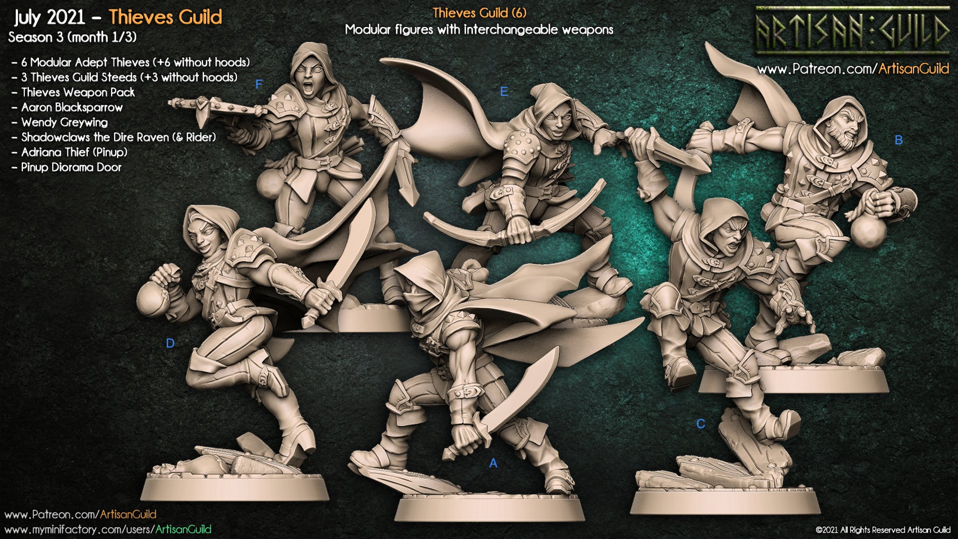 thieves human rogue cowled female male unpainted resin unpainted resin 3D Printed Miniature