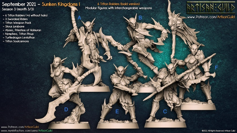 merfolk merpeople fighter barbarian unpainted resin unpainted resin 3D Printed Miniature