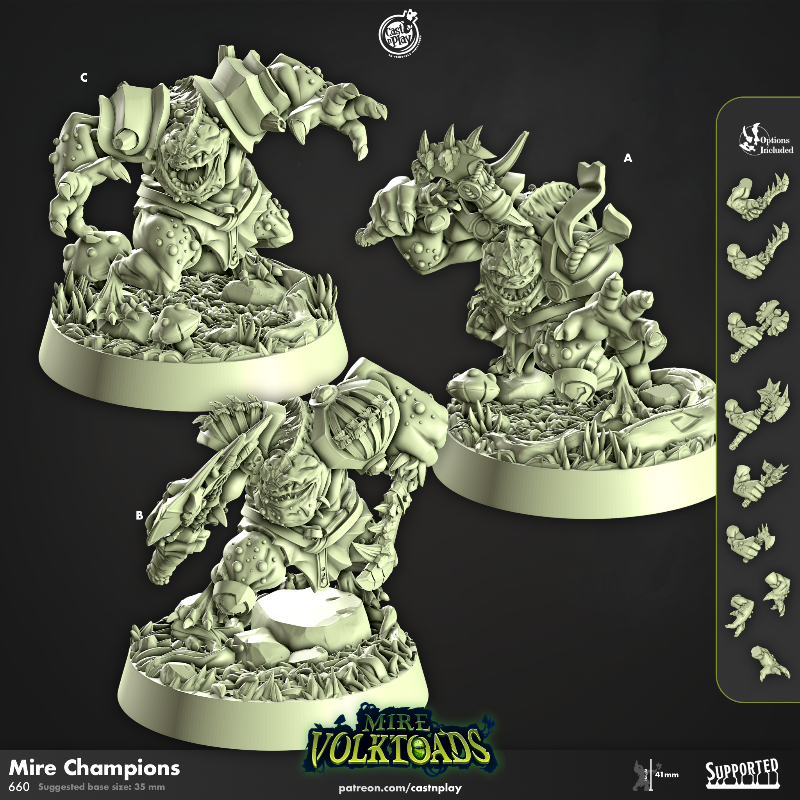 miniature Mire Champions sculpted by Cast n Play